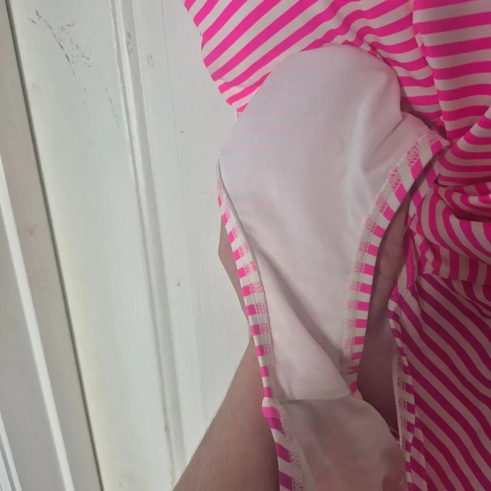 Kate Spade Radiant Pink Ringmaster Stripe V-neck One-piece Size Large Preppy NWT